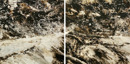 tiempos de betun y plastico 50x150cm tecn- mixta sobre tabla 003