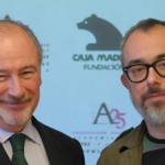 Presidente de Caja Madrid, Rodrigo Rato, y el presidente de la Academia de Cine, Álex de la Iglesia