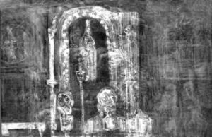 Una iglesia tras La tertulia del Café de Pombo