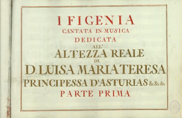 Partitura Ifigenia de María Rosa Coccia. Patrimonio Nacional Concierto dic. 2021