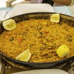 paella prepared on Mediterranean street market in Alicante, Spain