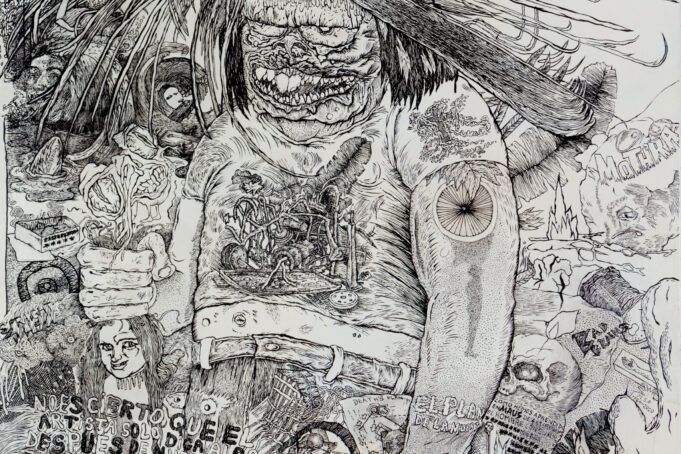 José Luis Sánchez Rull, De-Ja Voo Doo B (detalle), 2024, óleo sobre tabla, 180 x 150 cm., Imagen cortesía del artista y la galería Pequod Co